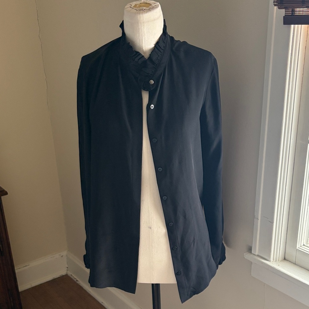 ANTONIO MELANI Black Ruffled Blouse